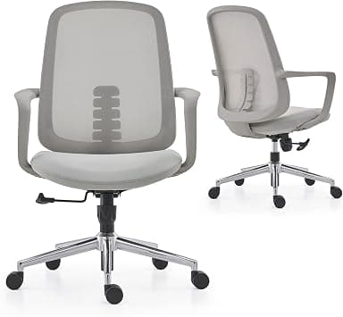 KANO Office Desk Chair With Lumbar Support, Mid-Back Commercial Office Chair With Breathable Mesh Back, Swivel, Tilt Lock & Adjustable Height For Comfort Office Task Chair,White Grey on Amazon.ae - Price Tracker
