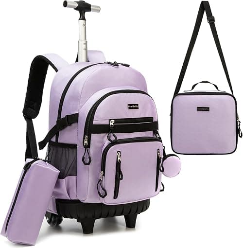 Rolling Backpack for Girls Kids Backpack with Wheels Backpacks for Elementary with Lunch Box Trolley Luggage on Amazon.ae - Price Tracker