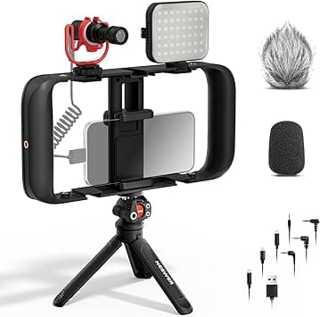 NEEWER BASICS Vlogging Kit with Phone Cage Rig Microphone LED Fill Light Tripod Compatible with iPhone, YouTuber Starter Content Creator Essential for YouTube TikTok Streaming Video Recording, PA055 on Amazon.ae - Price Tracker