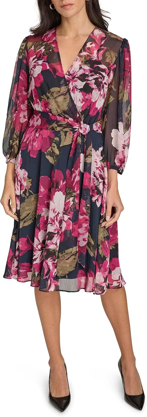 Calvin Klein womens Long Sleeve Belted Casual Collared Aline Dress Dress on Amazon.ae - Price Tracker