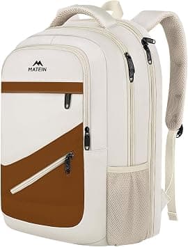MATEIN 17.3 Inch Womens Laptop Backpack, Water Resistant Work Business Backpack with Multiple Pockets Fits 17 Inch Computer Notebook, Spacious Commute Bag TSA Approved and Comfortable, Beige Brown - Best Deal Finder