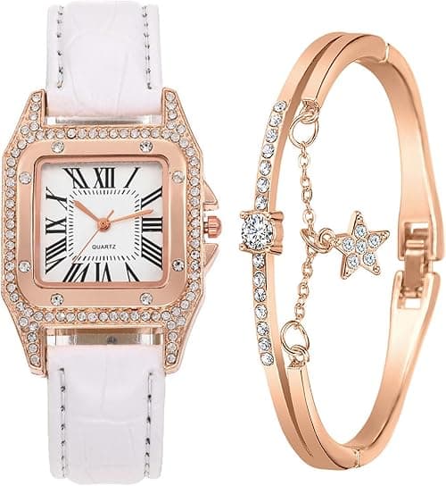 Luxury Womens Watch with Bracelet Gifts Set Rose Gold for Lady Female Elegant Wrist Watches Ladies Stylish Bracelet Watches on Amazon.ae - Price Tracker