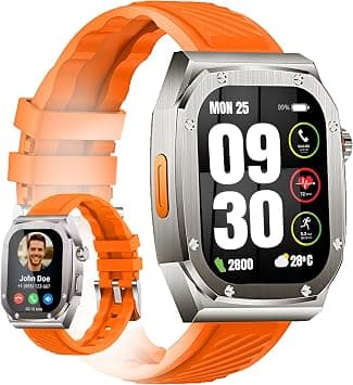 Bluetooth Calling Smart Watches for Men 2.1"IPS Large Touchscreen IP68 Waterproof Men's Smart Watch 460mAh,120+ Sport Modes, 70 Days Battery Life Fitness Smart Watch (Orange + Silver) Band on Amazon - Best Deal Finder