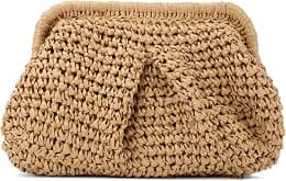 Emprier Straw Clutch Purse for Women Cloud Dumpling Pouch Straw Crossbody Shoulder Handbag Summer Beach Woven Bag - Best Deal Finder