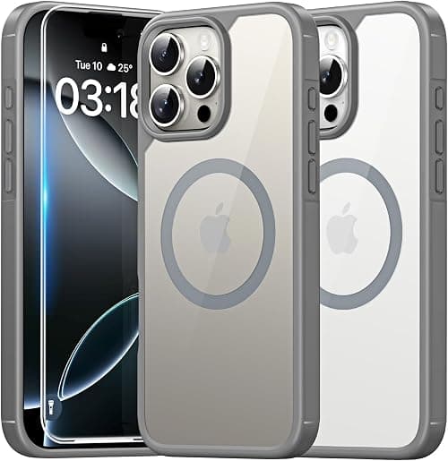 TAURI for iPhone 16 Pro Case, [Compatible with MagSafe] with 1-Pack Screen Protector, Military-Grade Protection, [Anti-Yellowing] Shockproof Transparent Back Bumper Phone Cover - Titanium on Amazon.ae - Price Tracker