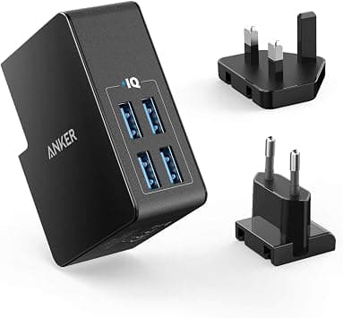 Anker USB Plug Charger 5.4A/27W 4-Port USB Charger, PowerPort 4 Lite with Interchangeable UK and EU Travel Charger, Adapter for iPhone XS/XS Max/XR/X/8, Galaxy S8/Note 3, iPad Air 2/mini 3, and More على Amazon.ae - متتبع الأسعار