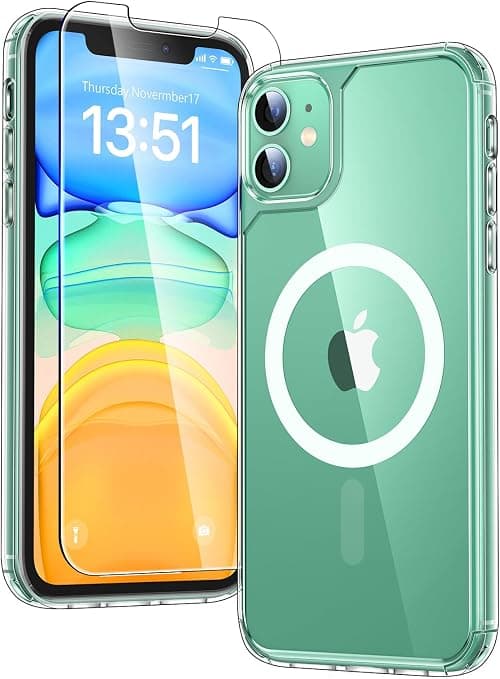 TAURI for iPhone 11 Phone Case Clear [Compatible with Magsafe], with 2X HD Screen Protector, [Military Grade Drop Protection] Shockproof Slim Case for iPhone 11 Case 6.1 inch on Amazon.ae - Price Tracker