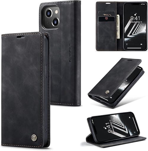 ELEPIK for iPhone 15 Plus Case with Card Holder, Kickstand [2 Card Holder + 1 Cash Slot] [for Women & Men] [Durable PU Leather] Magnetic Wallet Phone Cover for iPhone 15 Plus, Elegant Black على Amazon.ae - متتبع الأسعار