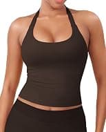 YEOREO SoftHue Women's Impact Halter Tank Top Longline Backless Scoop Neck Built-in Bra Sports Workout Gym Crop Top - Best Deal Finder