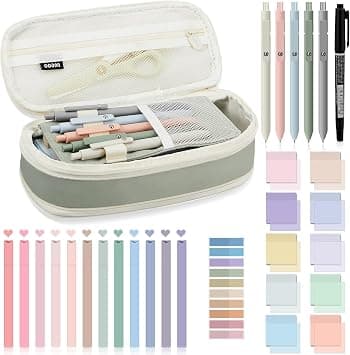Coolchic 30 Pcs Study Supplies, Stationary Set Pencil Case Bag with Highlighter Gel Pen Ballpoint pen Transparent Sticky Notes Index Tab,Back to School Gifts on Amazon.ae - Price Tracker