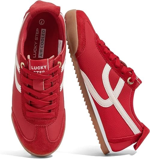 LUCKY STEP Women's Retro Fashion Sneakers Thin Sole Casual Walking Lightweight Tennis Trainers Running Gym Workout Classic Comfortable Athletic Shoes على Amazon.ae - متتبع الأسعار