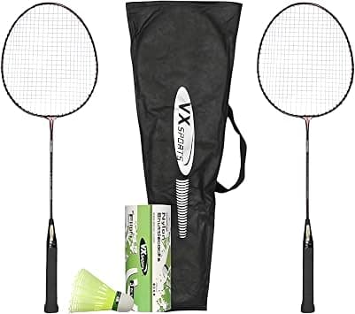 Vector X VXB-10 Aluminum Badminton Racket Set 2 Racquet and 3 Pieces Nylon Shuttles with Full-Cover Set Material: Aluminum على Amazon.ae - متتبع الأسعار
