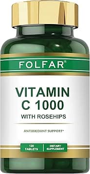 Folfar Vitamin C - 1000mg (120 Tablets) With Rose Hips| Antioxidant Protection, Boost Immune System & Supports Healthy Skin| 120 Days’Supply Ascorbic Acid Supplement | Non- GMO, Gluten Free - Amazon.ae Price Tracker