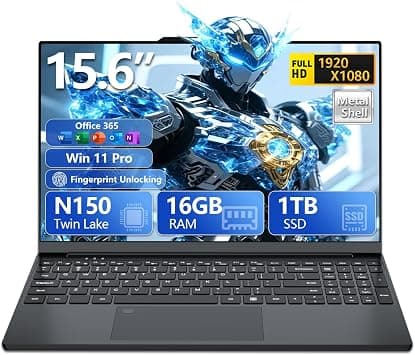 2025 Laptop, 15.6 Inch Laptops With N150 Processor(Beat To I3-1115G4, Up 3.6Ghz), Gaming Laptop 16Gb Ram 1Tb Ssd, Computer Metal Shell, Fingerprint Unlock, Mini Hdmi 100W Webcam Numpad on Amazon.ae - Price Tracker