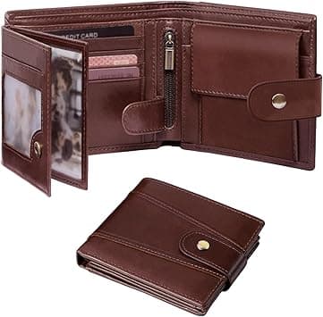 TERRIFI Genuine Leather Wallets for Men, Leather Multi-Functional RFID Blocking Wallet with 17 Credit Card Slots, Multi Card Holder Slim Mens Wallet with Zipper Coin Purse, Bifold Wallet on Amazon.ae - Price Tracker