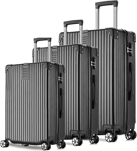 Luggage Set, 3-piece (20/24/28)" Suitcases with Universal Wheels PC+ABS Durable Hardshell Luggage Clearance Price (black) on Amazon.ae - Price Tracker