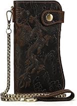 LUUFAN Men's Genuine Leather Long Wallet Chain Wallet Card holder Wallet with Coin Pocket - Best Deal Finder