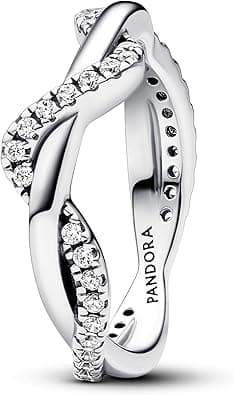 Pandora Timeless Double wave sterling silver ring with clear cubic zirconia on Amazon.ae - Price Tracker