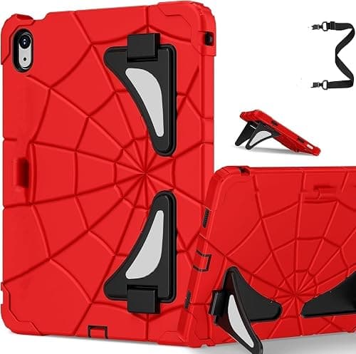 For Case for iPad (A16) 11th Generation 11 Inch/iPad 10th Generation Case 10.9 Inch for Kids with Kickstand Shoulder Strap, Shockproof Cover for 11th/10th Gen i Pad 2025/2022 Release (Red Black) on Amazon.ae - Price Tracker