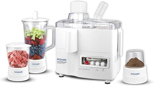 SONASHI SJB-309 4-in-1 Juicer Blender [White] 600W Copper Motor, 2 Speed, 3 Jars w/Lid for Wet/Dry Grinding, Grater & Strainer, Blender for Kitchen| Home Kitchen Appliances on Amazon.ae - Price Tracker