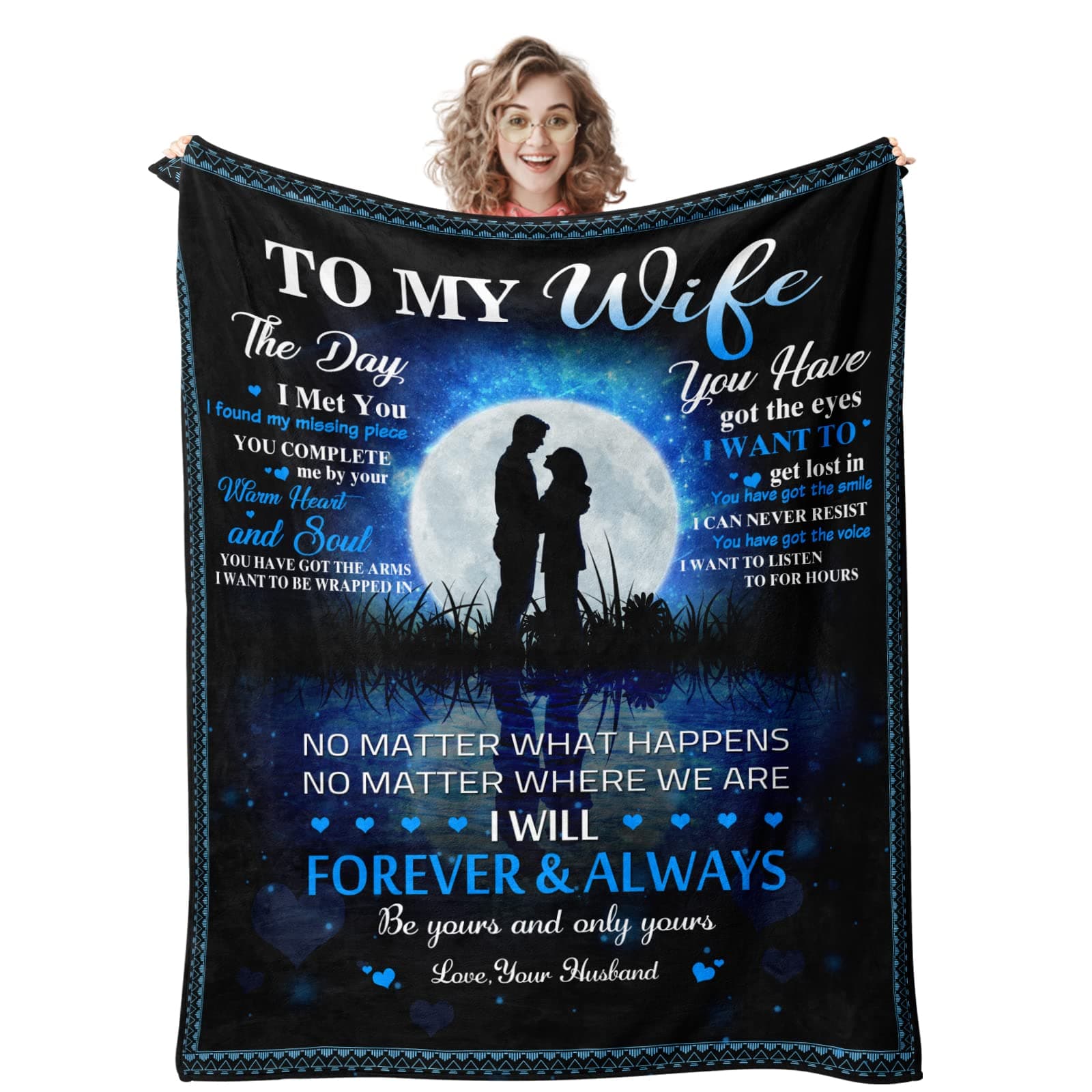 Quilazy Mother's Day Wife Gift - Birthday, Anniversary, Wedding, Christmas Ideas for Her From Husband - Cool Romantic Blanket 60''x50'' on Amazon.ae - Price Tracker