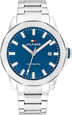 Tommy Hilfiger Men's Automatic Watch – 44 mm Stainless Steel Case and Link Bracelet, Exhibition Caseback – Modern Skeleton Dress Timepiece on Amazon.ae - Price Tracker