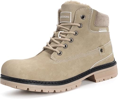 Snow Boots Womens Mens Winter Flat Ankle Boots Warm Fur Lined Fashion Combat Leather Shoes Casual Work Walking Hiking Lace Up Outdoor Trainer Urban على Amazon.ae - متتبع الأسعار