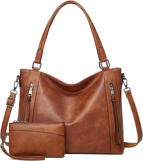 Hobo Bags for Women Handbags Purse Ladies Boho Shoulder Bag Large Crossbody Purses Designer Vegan Leather Black with Wallet on Amazon.ae - Price Tracker