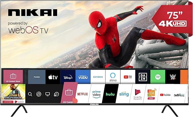 Nikai 75 Inch UHD LED WebOS Smart Tv Platinum Series, Magic Remote, Cinema Screen Design 4K Ultra HDR, Dolby Audio, Smart Voice Control, Apps YouTube, Netflix, Shahid – NIK75MEU4STN on Amazon.ae - Price Tracker