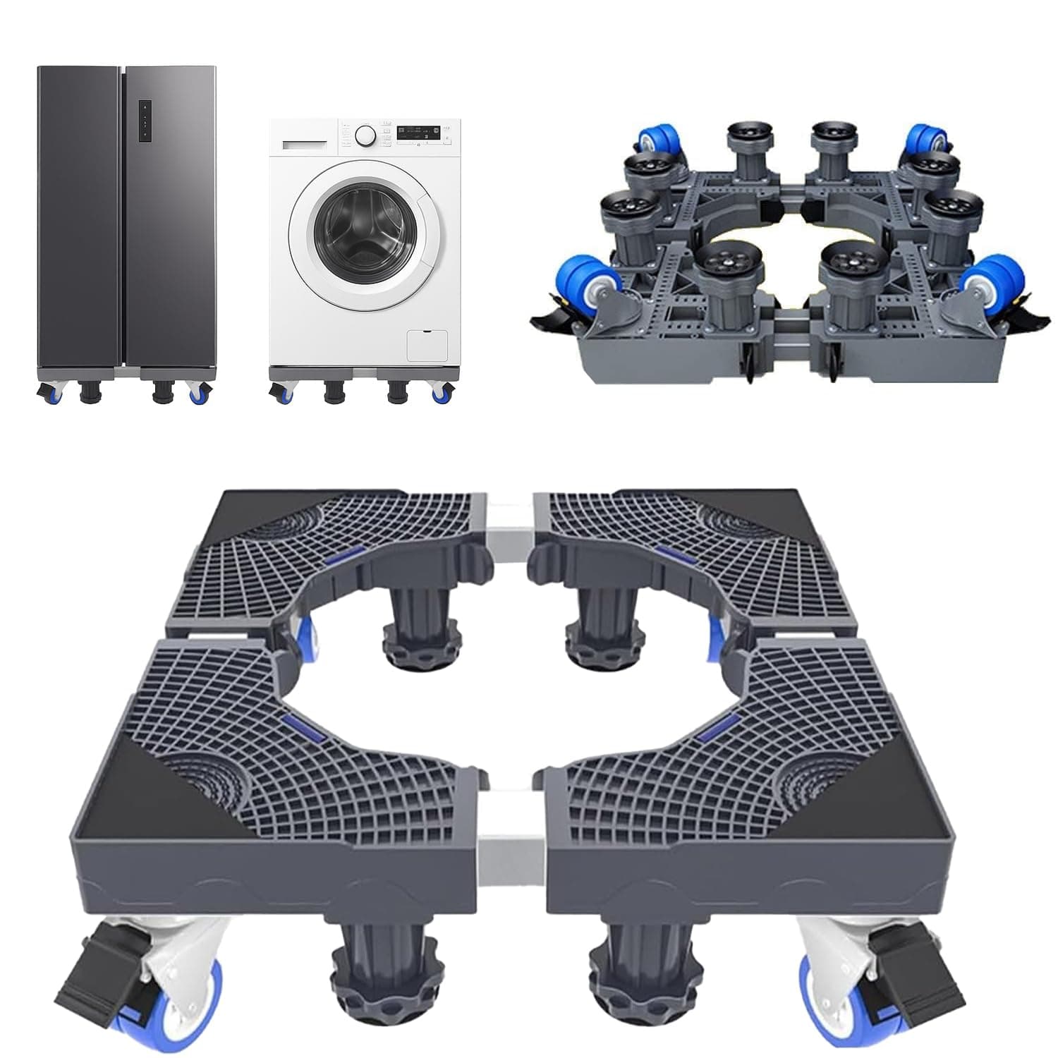 AMERTEER Adjustable Refrigerator Base Stand with Wheels | Heavy-Duty Telescopic Stand for Washing Machines, Refrigerators & Mini Fridges | 4 Locking Wheels & 8 Adjustable Feet (L&W 45-66cm, H 9-12cm) on Amazon.ae - Price Tracker