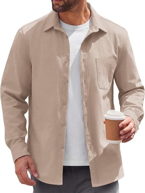 COOFANDY Mens Lightweight Button Down Shirt Jacket Casual Shacket Overshirt on Amazon - Best Deal Finder