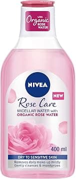 NIVEA Face Micellar Water Mono-phase Makeup Remover, Rose Care with Organic Rose Water, Dry & Sesitive Skin, 400ml - Best Deal Finder