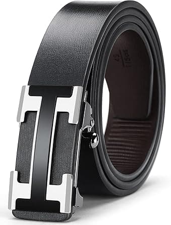 Excefore Black Belt Men, Genuine Leather Dress Designer Belt for Men, Fashion Slide Ratchet Belt for Jeans, Shirt, Oxfords on Amazon.ae - Price Tracker