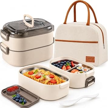 Lunch Box for Adults - Stainless Steel Bento Box with Insulated Bag & Built-in Spork, Leakproof Food Container Set (700ml+400ml) for Office, Camping,Back to School, on Amazon.ae - Price Tracker