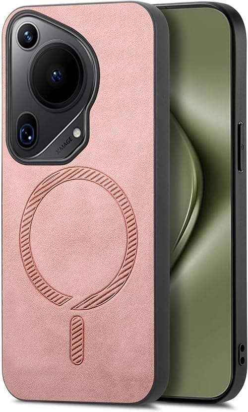 Huawei Pura 70 Ultra Case, Magnetic Heavy Duty Drop Protection Shockproof Leather Shell Bumper Cover for Huawei Pura 70 Ultra, Support Car Mount (Sand Pink) على Amazon.ae - متتبع الأسعار