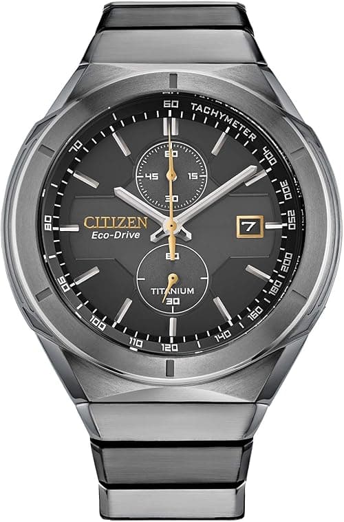 Citizen Men's Eco-Drive Sport Luxury Armor Watch in Super Titanium, Black Dial (Model: CA7058-55E), Silver Bracelet, Black Dial, Chronograph on Amazon.ae - Price Tracker