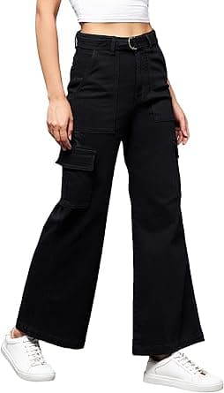 Miss Olive Women's Wide Leg High Rise Regular Length Stretchable Denim Jeans on Amazon.ae - Price Tracker