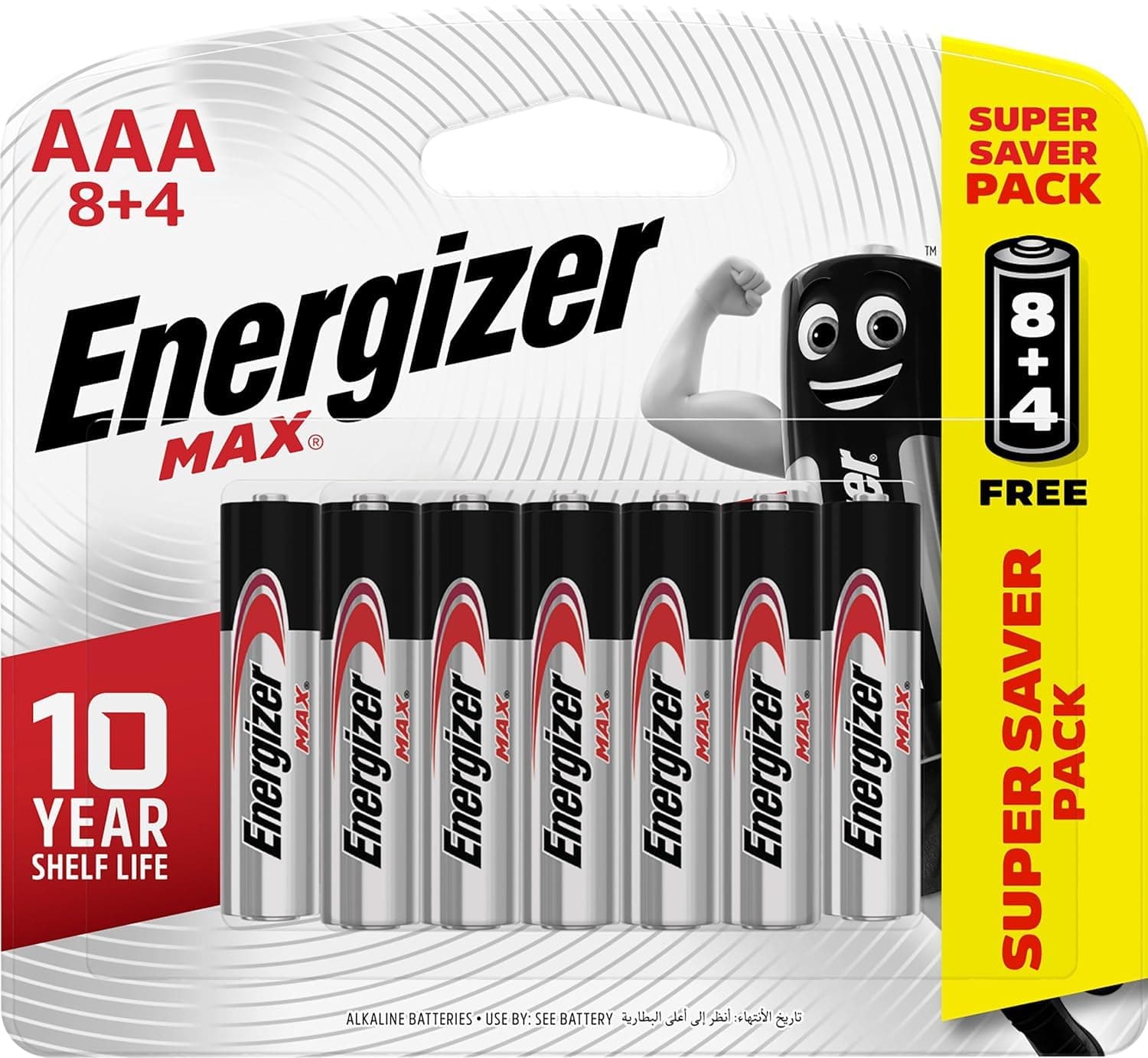 Energizer Max 1.5V Alkaline batteries - AAA Promo Pack Of 8+4 on Amazon.ae - Price Tracker