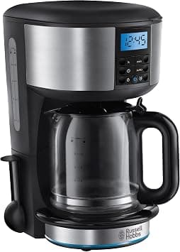 RUSsell Hobbs Buckingham Digital Coffee Machine, Up To 10 Cups, 1.25 L Glass Jug, Programmable Timer, Warming Plate, Automatic Shut Off, 1000 W, Filter Coffee Machine 20680 56, Black, 10 Tassen - Best Deal Finder