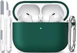 R-fun for AirPods Pro 3 Case (2025), Soft Silicone Protective Case Cover Compatible with Apple AirPods Pro 3rd Generation (USB-C Cable) for Women Men with Cleaning Kit and Keychain, Black Green - Best Deal Finder
