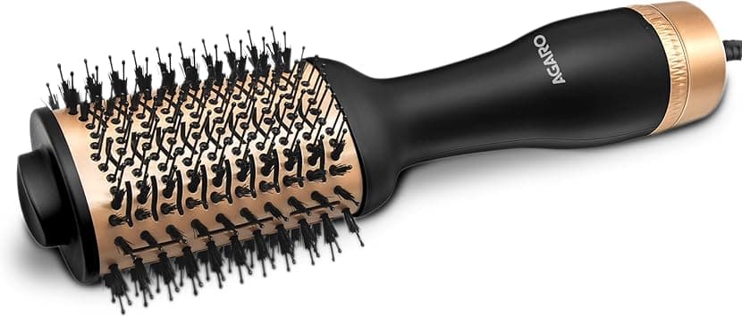 AGARO HV2179 1200 Watts Professional Volumizer Hair Dryer, 24K Gold Styling Surface, Activated Charcoal Bristles, Ceramic Tourmaline Coating Brush Head, One Step Styler, Hot Air Blow Brush for Women on Amazon.ae - Price Tracker