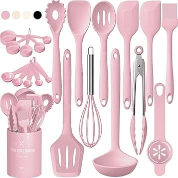 Umite Chef Kitchen Utensils Set, 22Pcs Silicone Cooking Utensils Set, Heat Resistance Silicone Ktchen Spatulas Set with Holder, Cooking Gadgets Tools Set for Nonstick Cookware, Dishwasher Safe(Pink) on Amazon.ae - Price Tracker