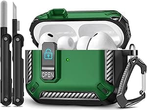 Case for Apple AirPods Pro 3 (2025) Case with Lock, Shockproof for AirPods Pro 3 Case with Cleaning Kit & Keychain - [Support Wireless Charging] (Green) - Amazon.ae Price Tracker