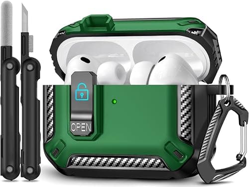 Case for Apple AirPods Pro 3 (2025) Case with Lock, Shockproof for AirPods Pro 3 Case with Cleaning Kit & Keychain - [Support Wireless Charging] (Green) on Amazon.ae - Price Tracker