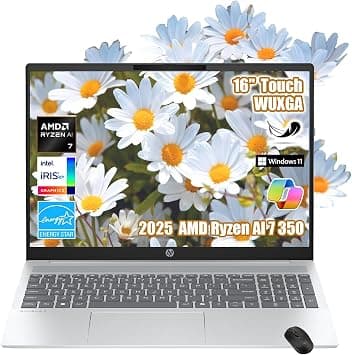 HP OmniBook 5 Copilot+ AI PC, 16" 2K (1920x1200) Touchscreen, 32GB LPDDR5x RAM, 2TB SSD, AMD Ryzen AI 7 350 Up to 5GHz, Backlit KB, Windows 11 Home, W/Mouse on Amazon.ae - Price Tracker