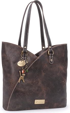 Catwalk Collection Handbags - Women's Large Tote Bag With Zip - Tulip Shoulder Bag - Distressed Leather Handbag - Abigail on Amazon.ae - Price Tracker