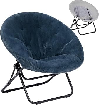 HollyHOME Relax Chair Plush Accent Chair Moon Chair Saucer Chair, Leisure Chair Reading Chair Portable Folding Chair for Living Room Bedroom, Dark Grey on Amazon.ae - Price Tracker