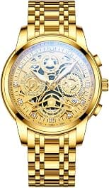 NEKTOM Watches for Men with Stainless Steel, Quartz Analog Watch with Date, Luxury Minimalist Dress Mens Watches, Chronograph Watch, 3ATM Waterproof, Black Wristwatch, Gifts for Men - Best Deal Finder