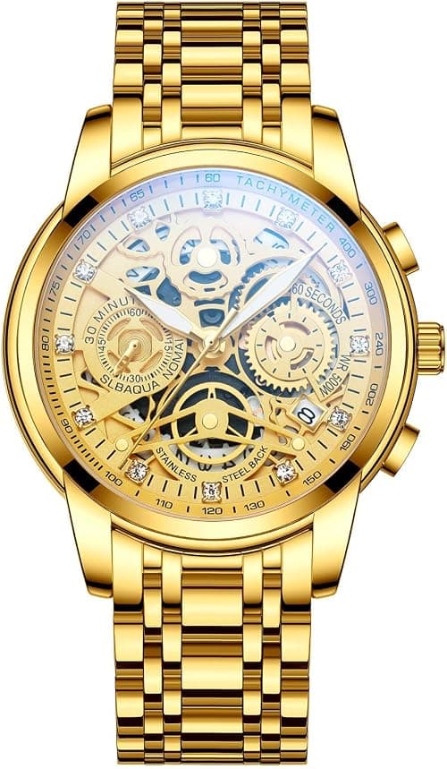 NEKTOM Watches for Men with Stainless Steel, Quartz Analog Watch with Date, Luxury Minimalist Dress Mens Watches, Chronograph Watch, 3ATM Waterproof, Black Wristwatch, Gifts for Men على Amazon.ae - متتبع الأسعار