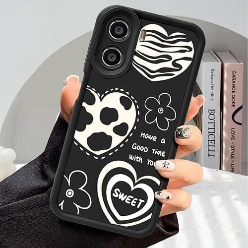 Flower Case for Xiaomi Poco X7 Pro 5G,Cute Cow Print Heart Pattern Stylish Aesthetic Girls Women Soft Silicone TPU Bumper Camera Protection Shockproof Phone Cover-Black على Amazon.ae - متتبع الأسعار
